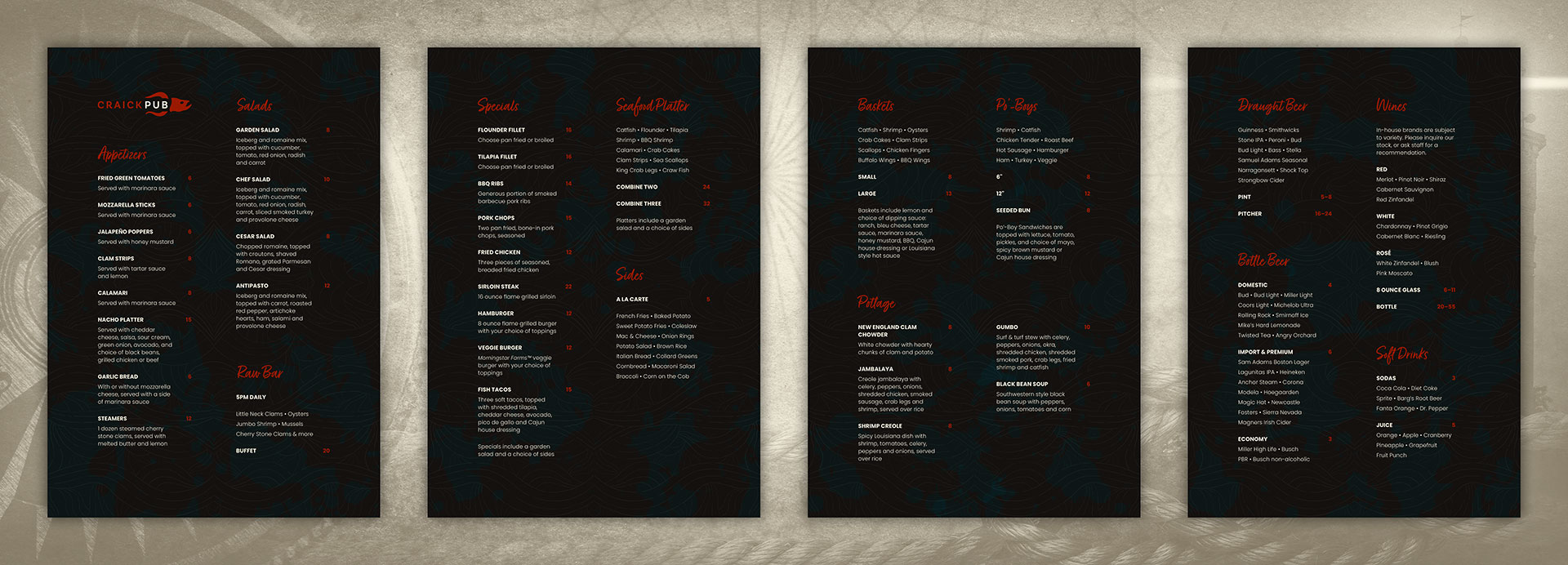 Craick Pub menu